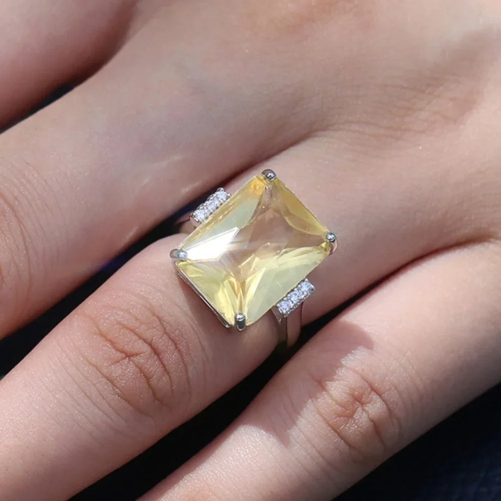 ✨Hyperbole With Huge Yellow CZ Prong Setting Ring, GPMB1492 - Picture 3 of 3